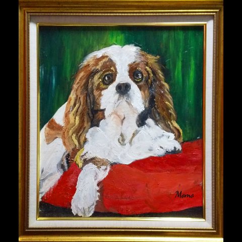 キャバリア　   犬  絵画  油絵  原画  アート  インテリア  oilpainting  