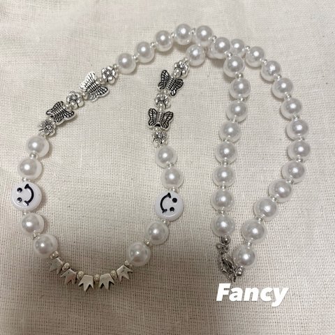 SALE◎silverにこちゃんパールネックレス