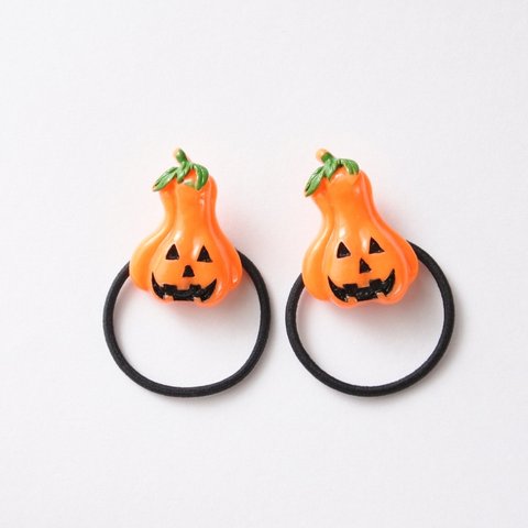 ヘアゴム【ハロウィン：ジャックオランタン】2個セット 