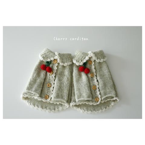 完成品　Cherry cardigan gray yellow 