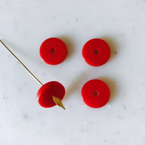 Vintage Red Disc Beads 《6142》