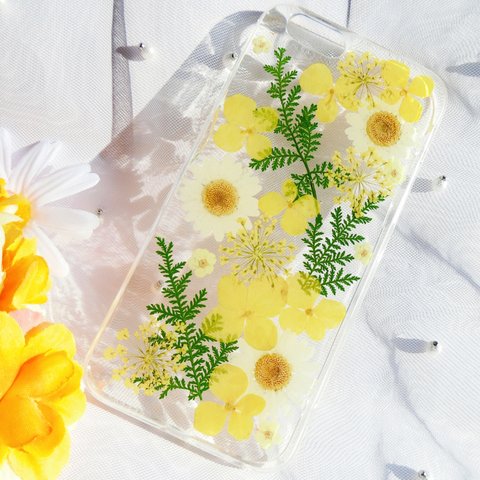 「夏の花」 ♡ 押し花 iphoneケース スマホケース  押し花ケース  プレゼント ギフト