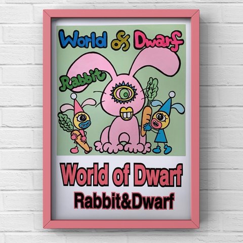 A4サイズポスター★World  of  Dwarf〜うさぎと小人