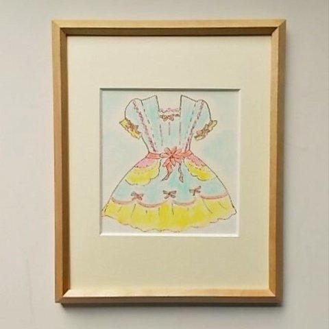 絵画 インテリア 水彩画  ロマンチックーＤ  ルルのドレス  リボン