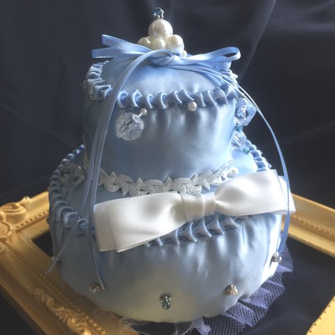 リングピロー【夢のウェディングケーキ】サムシングブルー　送料無料　ウェディング　結婚式