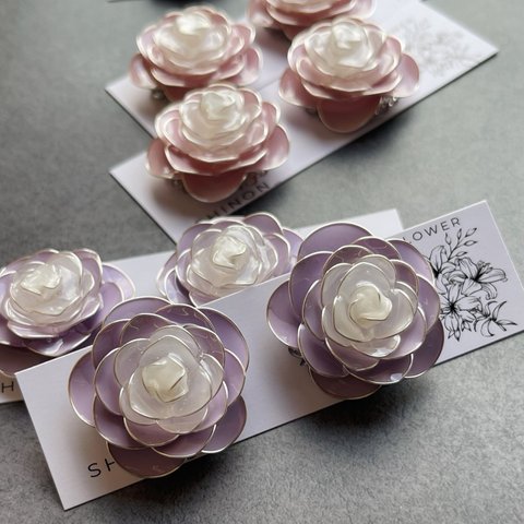 薔薇 パープル 1粒耳飾り💜成人式 ピアス イヤリング