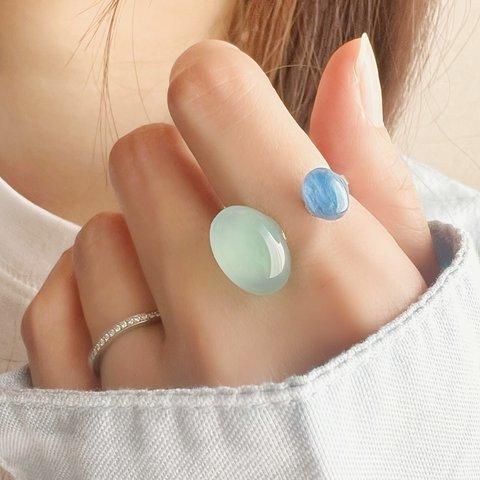 【JORIE】】世界にただ一つのフォークリング　dessert ring マザーオブパール×ブラックオニキス