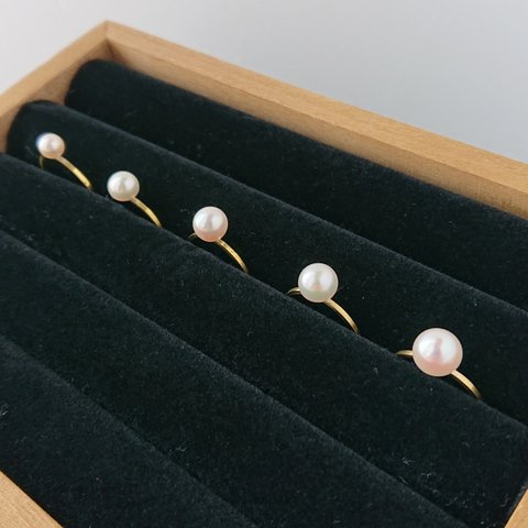 [選べるサイズ]あこや本真珠の真鍮リング