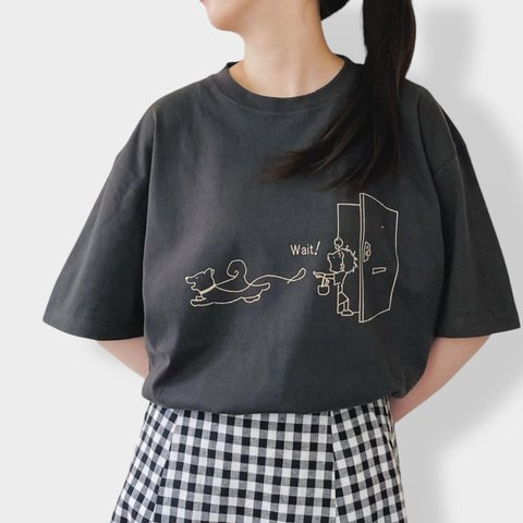 Tシャツ「散歩行くとき帰るとき」スミ色