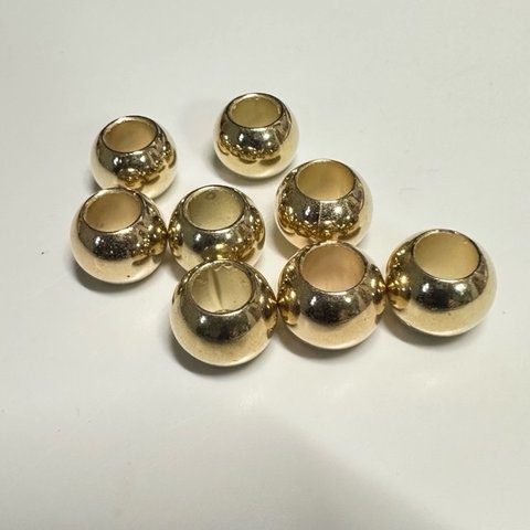 12個 12mm 大穴 プラスチック ビーズ KCゴールド