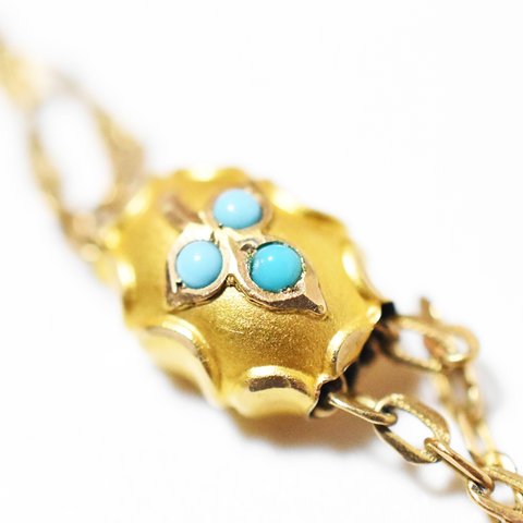 Antique 1900's　turquoise　muff chain　necklace