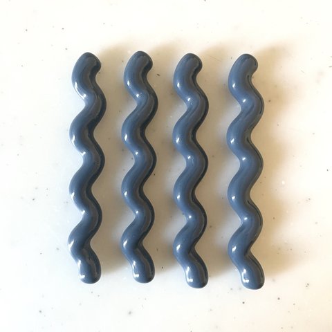 Blue Wavy Rectangle Cabochons