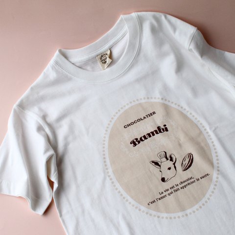 ショコラティエ「バンビ」オーガニックコットンＴシャツ ◎minne限定デザイン