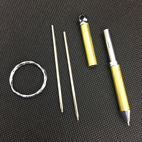 ミニボールペン 2段回転式  クローム(銀色) ビーズステッチ ビーズ織 副資材 ハンドメイド