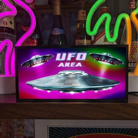 UFO エイリアン 宇宙人 SF オカルト エリア21 未確認飛行物体 ミニチュア サイン ランプ 看板 置物 雑貨 ライトBOX 電飾看板 電光看板