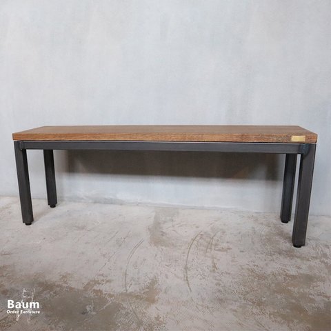 18[Oak S,T Bench] 送料無料 ダイニングベンチ 120cm ホワイトオーク アイアン