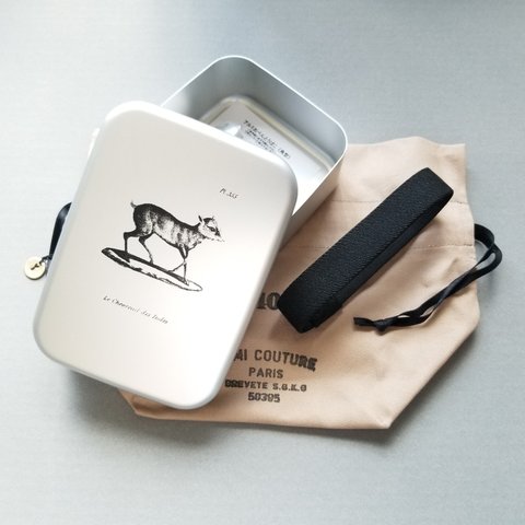 【LUNCH・BOX】　巾着袋＋ランチベルト付/博物画・MG/203-バンビ　　【アルミ・日本製】