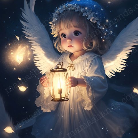 光を灯す 子供 天使 のイラストアート（デジタルコンテンツ ダウンロード販売）