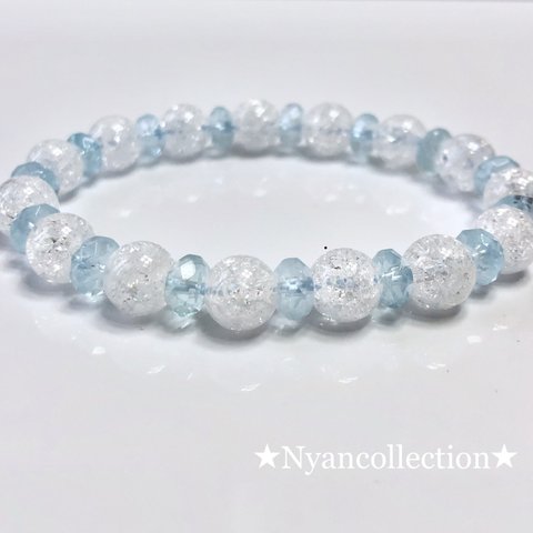  Nyancollectionオリジナル♪ 天然石デザインブレスレット ♡アイスフラワー♡