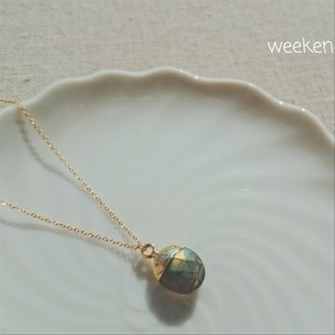 天然石とk14gfのnecklace　ラブラドライト