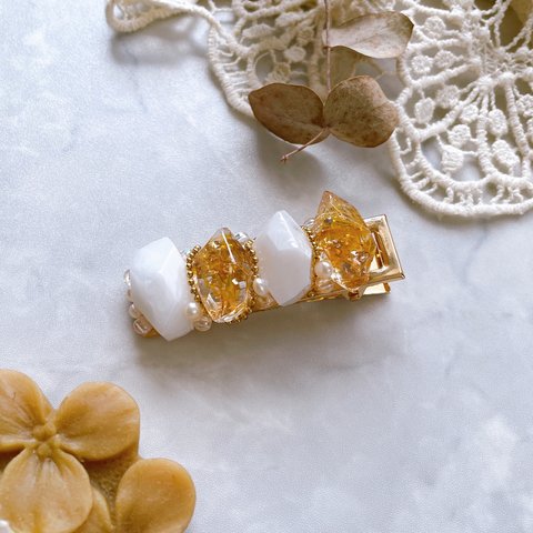 ~Yellow pierre~  鉱石ヘアクリップ