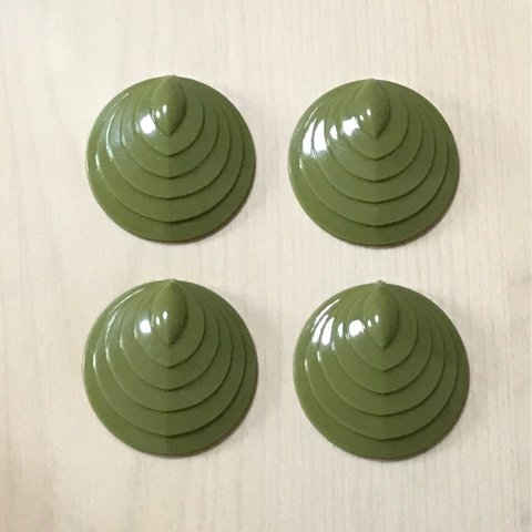 VINTAGE OLIVE GREEN DECO DESIGN ROUND CABOCHON PARTS