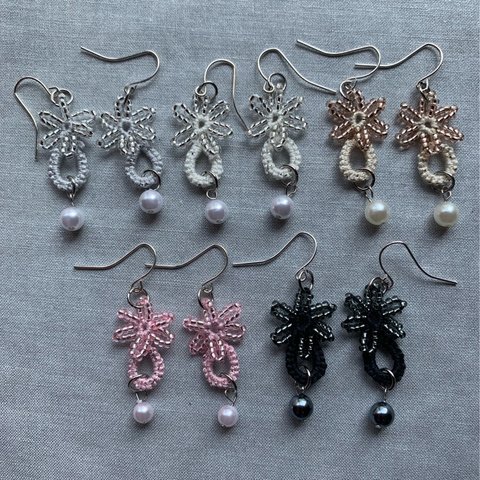 🎀 Beads Flower・ピアス・イヤリング♡タティングレース