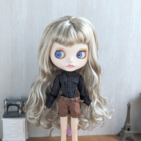 1112※茶色のショートパンツ ベルト セット※ブライスアウトフィット※1/6ドール服