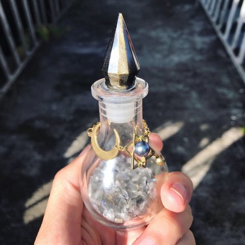 魔法 spell bottle 天然石 ラブラドライト OBSIDIAN 星月 瓶