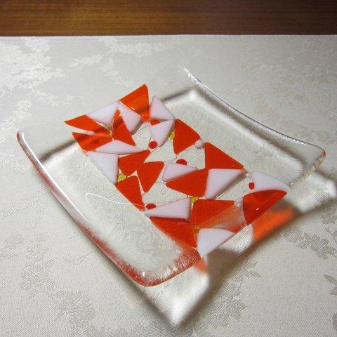 ガラスの角皿「オレンジ～Aタイプ」