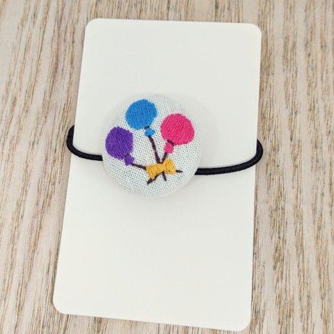 手刺繍ヘアゴム🎈風船＊青