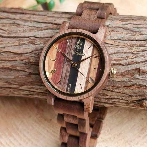 【木製腕時計】EINBAND Reise Mix Wood × Walnut 5種類の木 木の時計 ウッド【32mm】