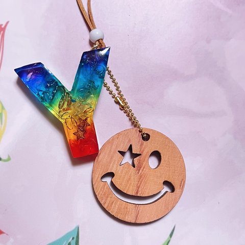 (Yニコちゃん)イニシャルオルゴ☆wood🌈rainbow