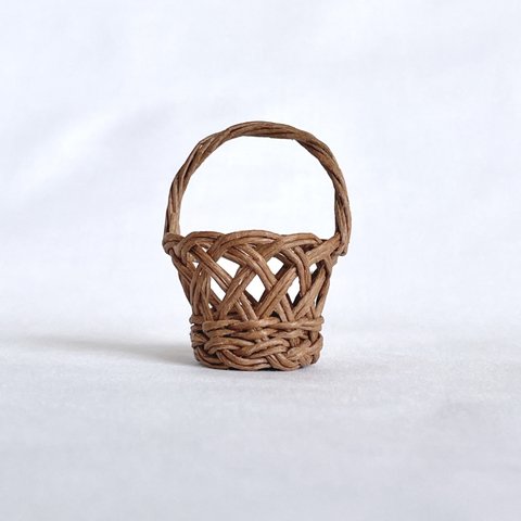 ミニチュア　透かし編みカゴバッグ / Miniature Openwork Basket with Handle / hinoki