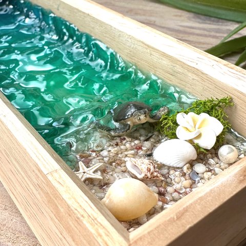 一点物です✨ 海のトレー オーシャンアート アクセサリートレー 一点物です✨ 海のトレー オーシャンアート アクセサリートレー