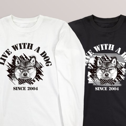 送料無料 柴犬のビンテージ風 定番ロンT・長袖Tシャツ 110〜3XL 大きいサイズ・小さいサイズ
