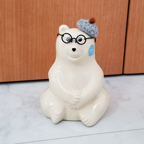 【再販】しろくま貯金箱　しろくまくん　秋　冬　北欧　しろくまくんベレー帽　ミニチュアベレー帽　北欧雑貨　