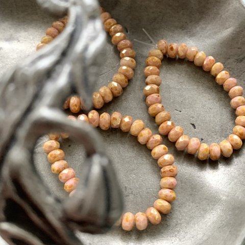 【1連30コセット】JIRI＊IVANA#czech beads#チェコビーズ　tiny rondel5✖️3㍉ luster pale orange  picasso