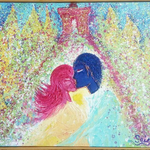 アクリル絵画『愛は結ばれる』