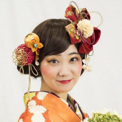 成人式　結婚式　ウェディング　ブライダル　卒業式　髪飾り　ヘアアクセサリー  ボブ　ショート　ロング　大正ロマン　レトロモダンな大人の花咲く飾り【色変更可能】