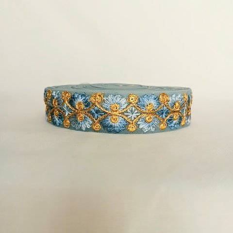 【50cm】【25mm幅】【R050-1】インド刺繍リボン　シンメトリー　フリンジリボン　テープ　ハンドメイド　手芸