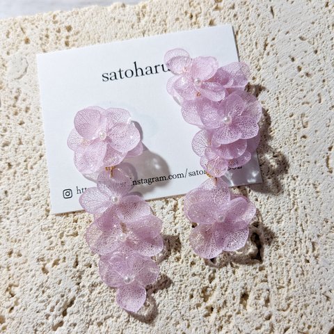 紫陽花揺れるイヤーカフ＆ピアス　