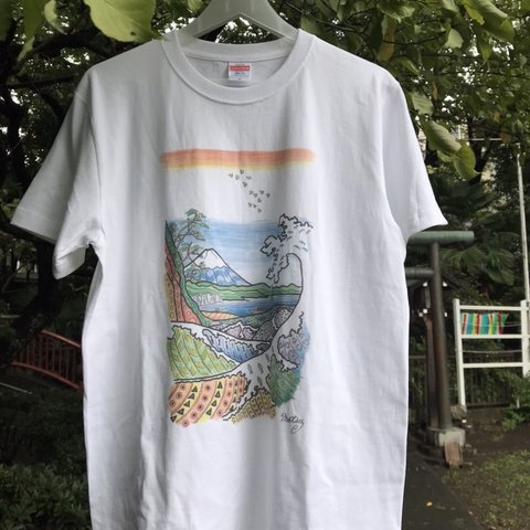 Ukiyoe Art Tshirt 浮世絵アートＴシャツ『歌川広重　富士三十六景～駿河薩タ之海上～モチーフ・パターンアート』UtagawaHiroshige 36 views of Mt.Fuji