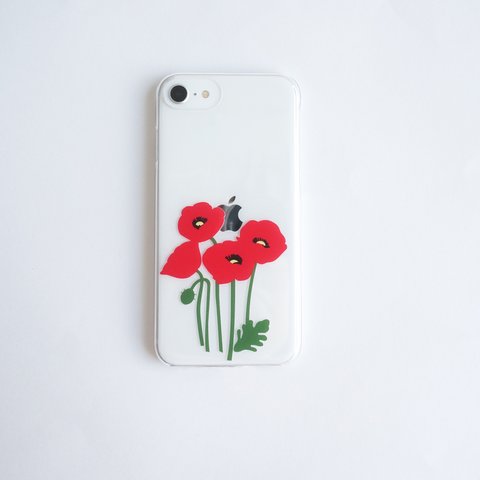 赤いポピーのスマホケース スマートフォン poppy カバー iPhone android 他ほぼ全機種対応