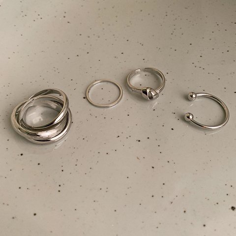 韓国ファッション　ニュアンスシルバーセットリング　指輪　アクセサリー　-1250