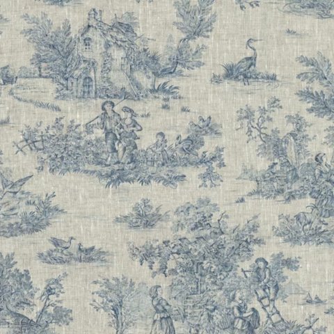 トワルドジュイ toile de jouy 素朴な生活 ブルー 青 リネン 麻