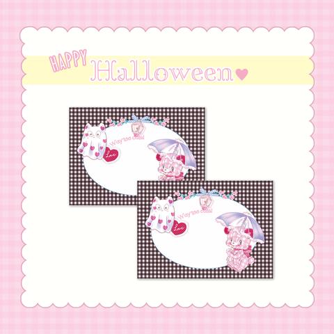 A7メモ☆Halloweenチェックくま＆おばけ(ブラック) 40枚入