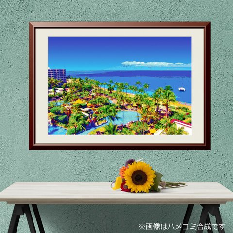 【アートポスター】マウイの海とリゾートホテル（作品No.374）