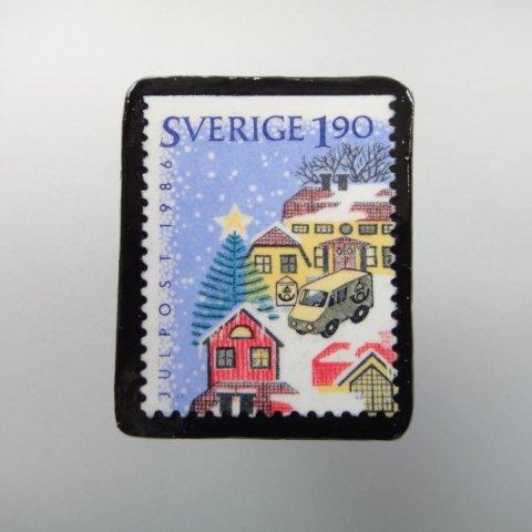 ノルウェー　クリスマス切手ブローチ1864