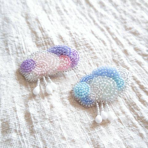 ビーズ刺繍 雲ヘアピン